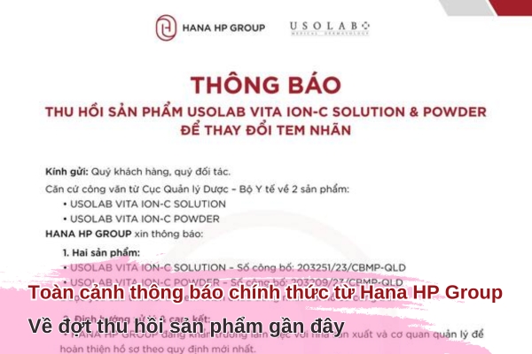 thông báo chính thức từ Hana HP Group