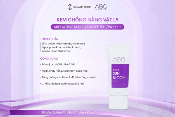 Kem chống nắng phổ rộng ABO Active Sun Block SPF 50+/PA++++