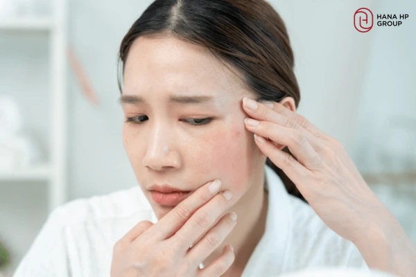Dị ứng mỹ phẩm nhẹ có thể khiến da cảm thấy râm ran, nóng nhẹ