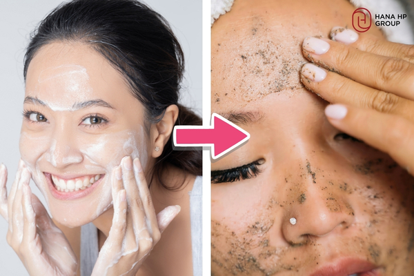 rửa mặt trước hay tẩy da chết trước