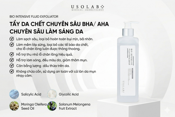 Tẩy da chết BHA/AHA chuẩn clinic - Usolab Bio Intensive Fluid Exfoliator