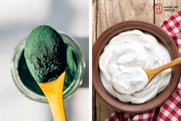 Kết hợp bột tảo xoắn và sữa chua không đường để làm mặt nạ ủ trắng cho da làm quen