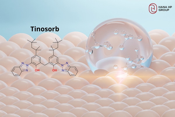 Tinosorb trên da giúp phản xạ và hấp thụ tia UV, bảo vệ da hiệu quả