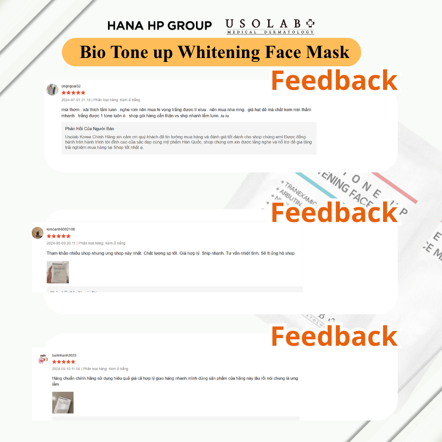 Ủ trắng mặt Bio Tone Up Whitening Face Mask 10 Gói 3 BIO TONE UP WHITENING FACE MASK 5ml