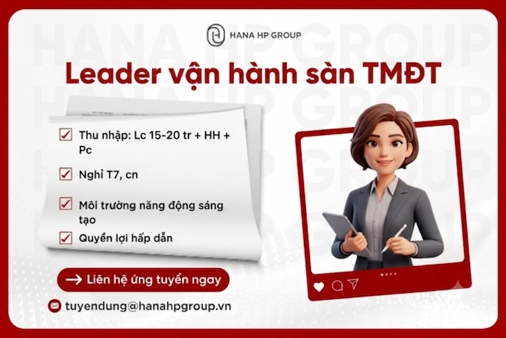 Tuyển Dụng 16 leader vận hành sàn Tmdt